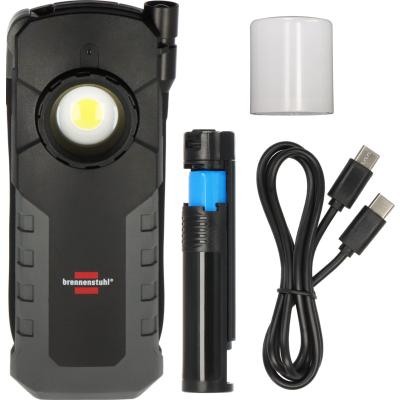 Brennenstuhl Professional Akku LED Handlampe HL 1000 ACW / Arbeitsleuchte LED Akku mit Magnet (Inspektionsleuchte 1000+380lm mit max. 12h Leuchtdauer, 360° drehbarer Haken, tauschbarer Akku, Wireless Charging, inkl. USB C Kabel)