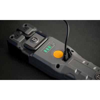 Brennenstuhl LED Akku Handleuchte HL 1000 A IP54 / Dimmbare Werkstattlampe mit Akku und Magneten (1000+200lm, mit heller COB-LED, robuste Arbeitsleuchte für außen mit knickbarem Haltefuß und USB C Ladeschnittstelle)