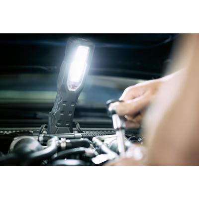 Brennenstuhl LED Akku Handleuchte HL 1000 A IP54 / Dimmbare Werkstattlampe mit Akku und Magneten (1000+200lm, mit heller COB-LED, robuste Arbeitsleuchte für außen mit knickbarem Haltefuß und USB C Ladeschnittstelle)