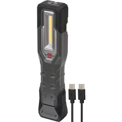 Brennenstuhl LED Akku Handleuchte HL 1000 A IP54 / Dimmbare Werkstattlampe mit Akku und Magneten (1000+200lm, mit heller COB-LED, robuste Arbeitsleuchte für außen mit knickbarem Haltefuß und USB C Ladeschnittstelle)