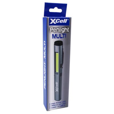 XCell LED-Stiftleuchte MULTI mit UV- und Laserlicht drehbarer Metallclip