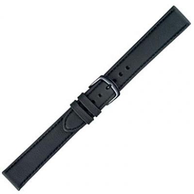 Uhrenband Soft Nappa Kalb XL 18 mm schwarz Schließe schwarz