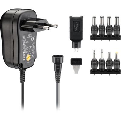 3-12 V Universal-Netzteil inkl. USB + 8 DC-Adaptern - max. 12W / 1A
