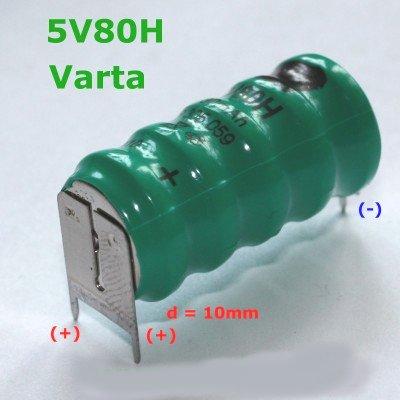 Varta Akkupack 5/V80H - 6V / 70mAh Säule, Print 2/1 ++/-
