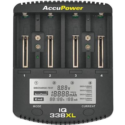 AccuPower Ladegerät und Akku Analyzer IQ-338XL für Li-Ion / NiCd / NiMH