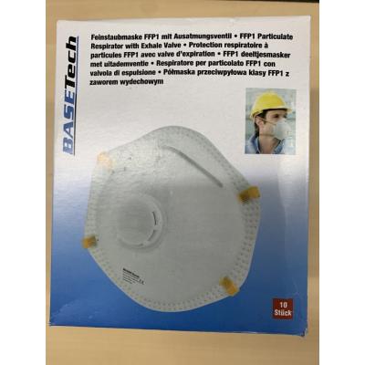 FFP1 Feinstaubmaske, Mundbedeckung, Gesichtsmaske mit Ausatmungsventil im 10er Pack