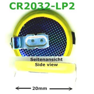 Panasonic Lithium-Knopfzelle CR2032/HFN mit 2 Lötpins 20mm