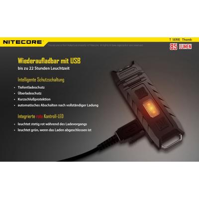 Nitecore Keyring Thumb Schlüsselbund-Lampe mit USB Ladefunktion
