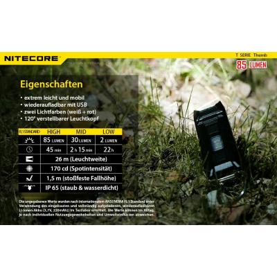 Nitecore Keyring Thumb Schlüsselbund-Lampe mit USB Ladefunktion