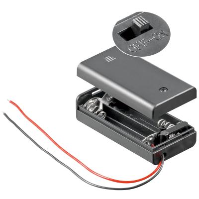 Batteriehalter, 2x Mignon AA, geschlossenes Gehäuse, mit Schalter