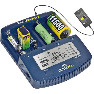 AccuPower Ladegerät und Akku Analyzer IQ-338XL für Li-Ion / NiCd / NiMH