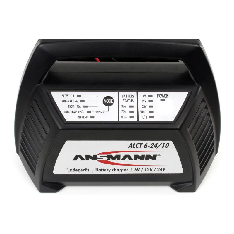 ANSMANN ALCT 6-24/2 KFZ-Ladegerät für Autobatterie Bleiakku 6 Volt, 12  Volt, 24 Volt inkl. Polklemmen (2 A Ladestrom) für KFZ-Batterie, Motorrad