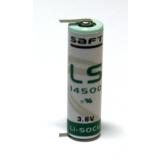 SAFT Lithium Batterie LS14500 - AA - 3,6V mit Lötfahnen