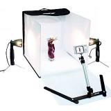 Fotostudio-Box mit 2 Strahlern, Stativstange und Fotozelt
