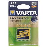 4 x VARTA Recharge Micro Accu Recycled, Ni-MH 1,2V / 800mAh