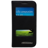 COMMANDER DOUBLE WINDOW Leather Black für Samsung Galaxy S4 Mini