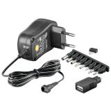 3-12 V Universal-Netzteil inkl. USB + 8 DC-Adaptern - max. 12W / 1A